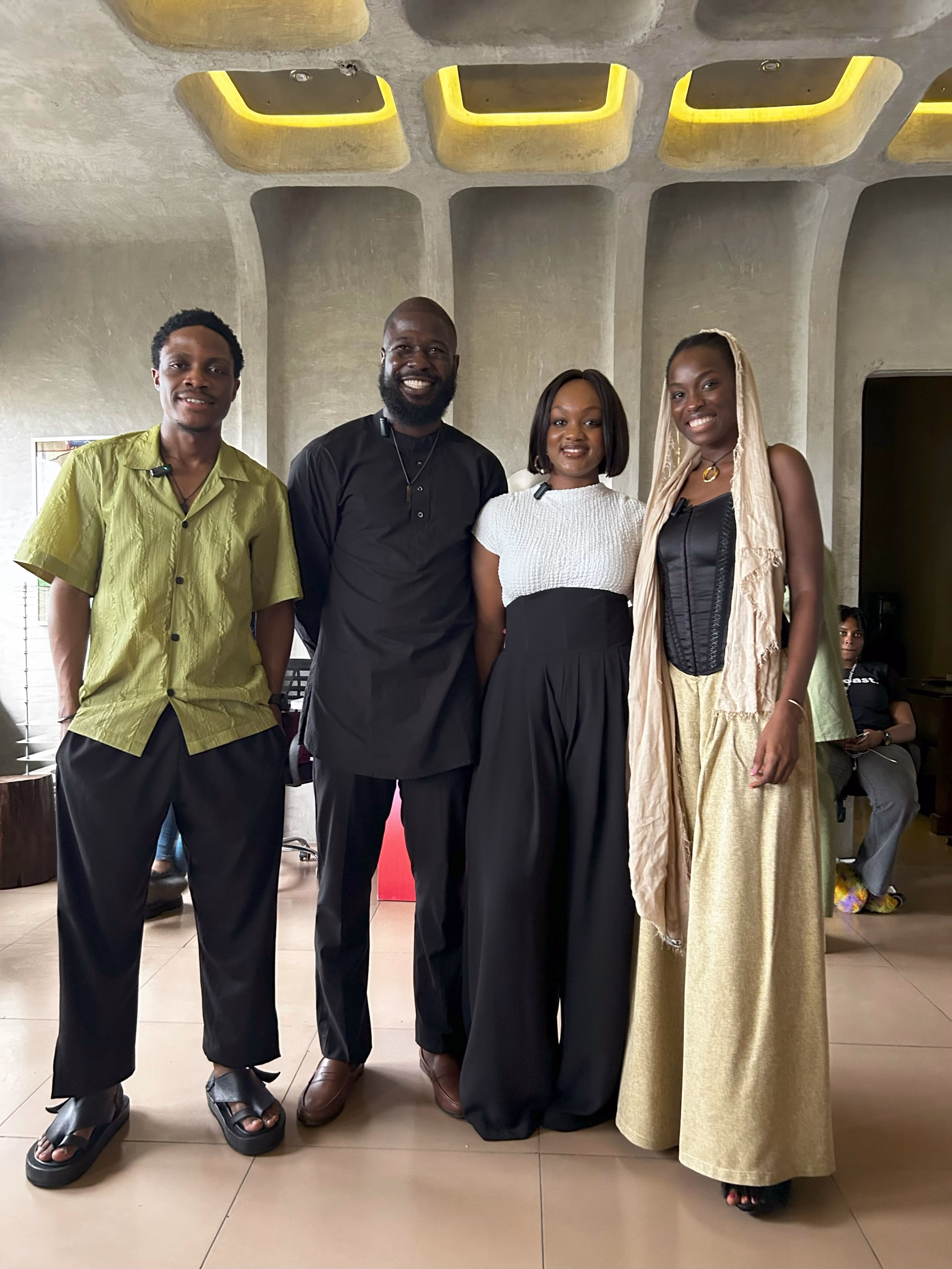 A Decade Of Toast conversation panelists;Taiwo Adeyemi, Jide Awulonu, Zion Osayande & Olutimeyin Kukoyi posing for a group photo.